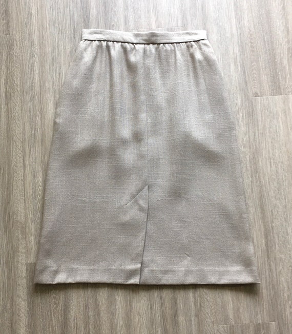 1980s A Line Khaki Skirt, Vintage Midi Skirt - image 8