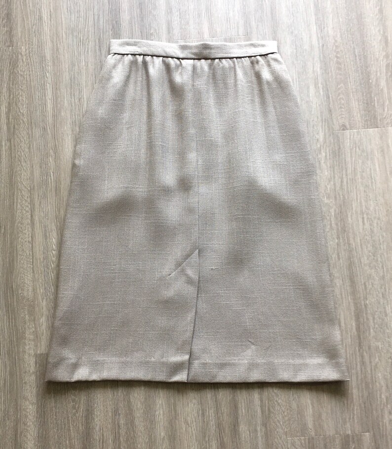 1980s A Line Khaki Skirt, Vintage Midi Skirt image 8