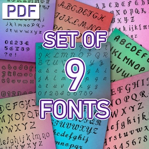 9 Alphabet Cross Stitch Patterns, Font Cross Stitch Set, Letters Cross Stitch PDF