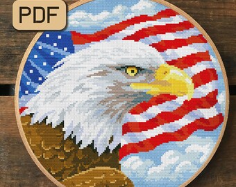 Needlecrafts Yarn Eagle Us Flag Living In The Land Of The Free Patriotic Cross Stitch Pattern Crafts Constructoravigil Com