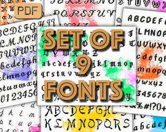 9 Fonts Cross Stitch Set, Alphabet Cross Stitch Pattern Letter Cross Stitch Abc Cross Stitch Pdf Cross Stitch Numbers