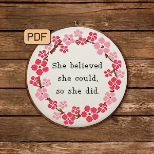 Inspirational Cross Stitch Pattern, Feminist Embroidery Design (PDF Pattern)