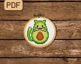 Avocato Cross Stitch Pattern - Digital Pdf - Funny Avocado