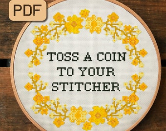 Funny Cross Stitch Pattern - Toss A Coin To Your Stitcher Cross Stitch Pdf - The Witcher Cross Stitch Design