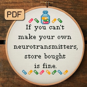 Funny Cross stitch Pattern Pdf - If You Can't Make Your Own Neurotransmitters Store Bought Is Fine Cross Stitch Design