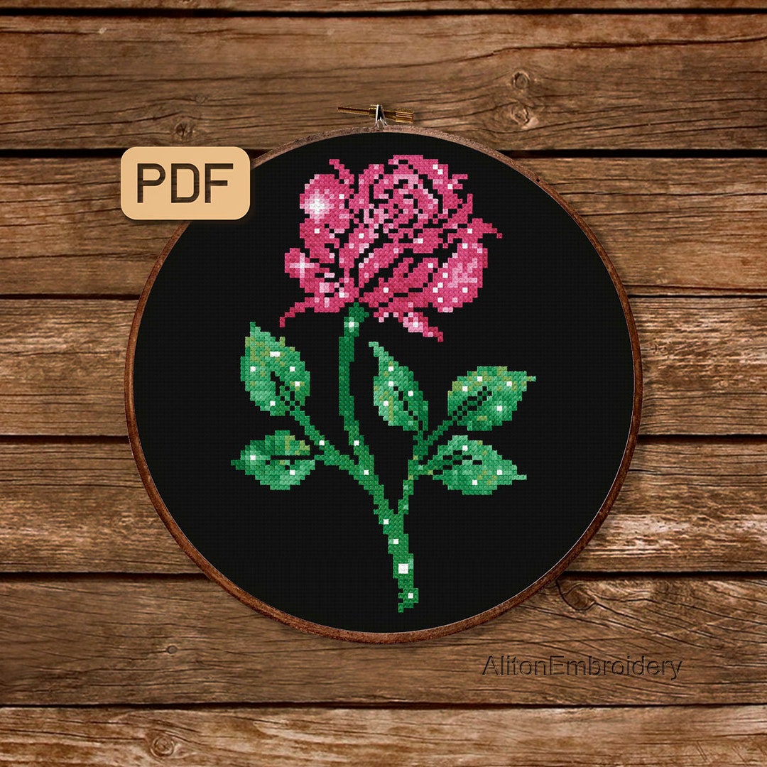 Rose Cross Stitch Pattern Flower Cross Stitch PDF Galaxy Floral ...