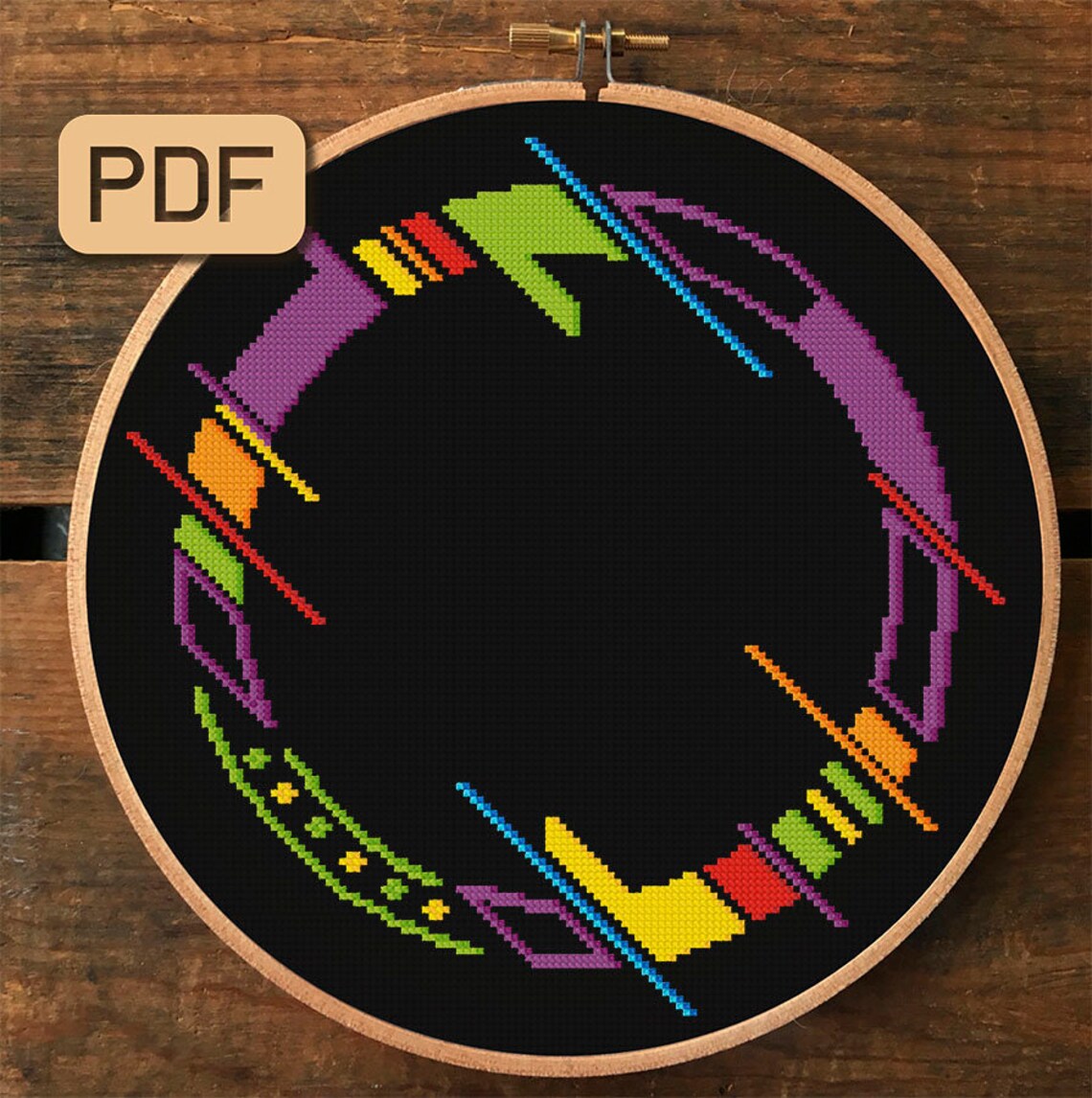 Circle Border Cross Stitch Pattern Abstract Cross Stitch Etsy