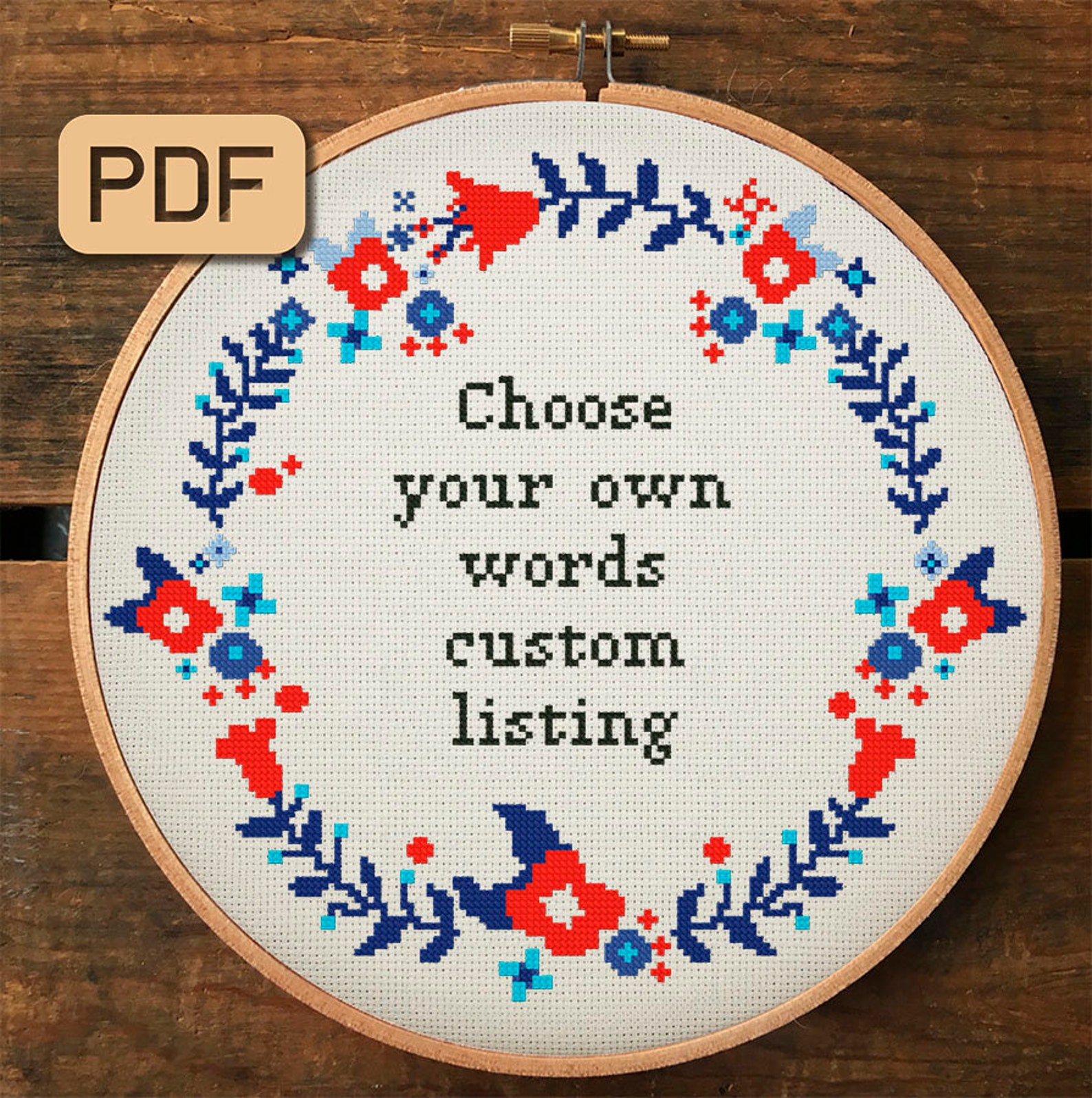 Custom Text Cross Stitch Pattern Personalised Cross Stitch Etsy