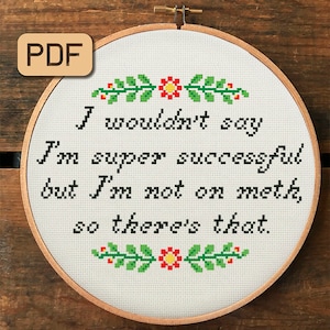 Funny Cross Stitch Pattern Sarcastic Cross Stitch PDF I&#39;m Super Successful Embroidery Design Instant Download