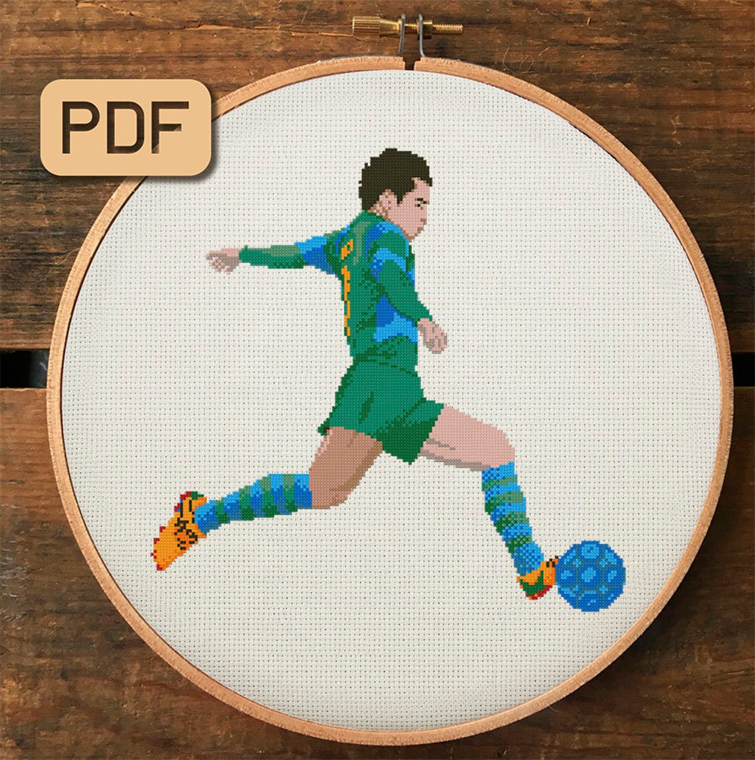 Soccer Player Cross Stitch Pattern Football Player Cross - Etsy