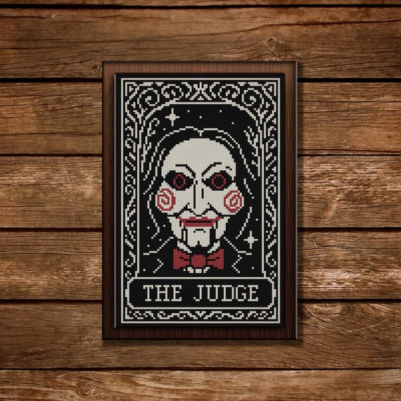 Spooky Tarot Card Cross Stitch Pattern: Creepy Horror Embroidery Design (PDF Chart)