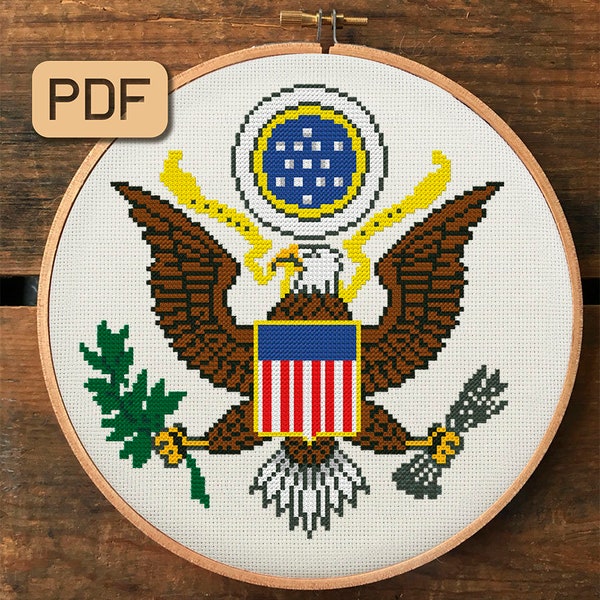 Great seal of the United States cross stitch pattern USA cross stitch pdf Instant download