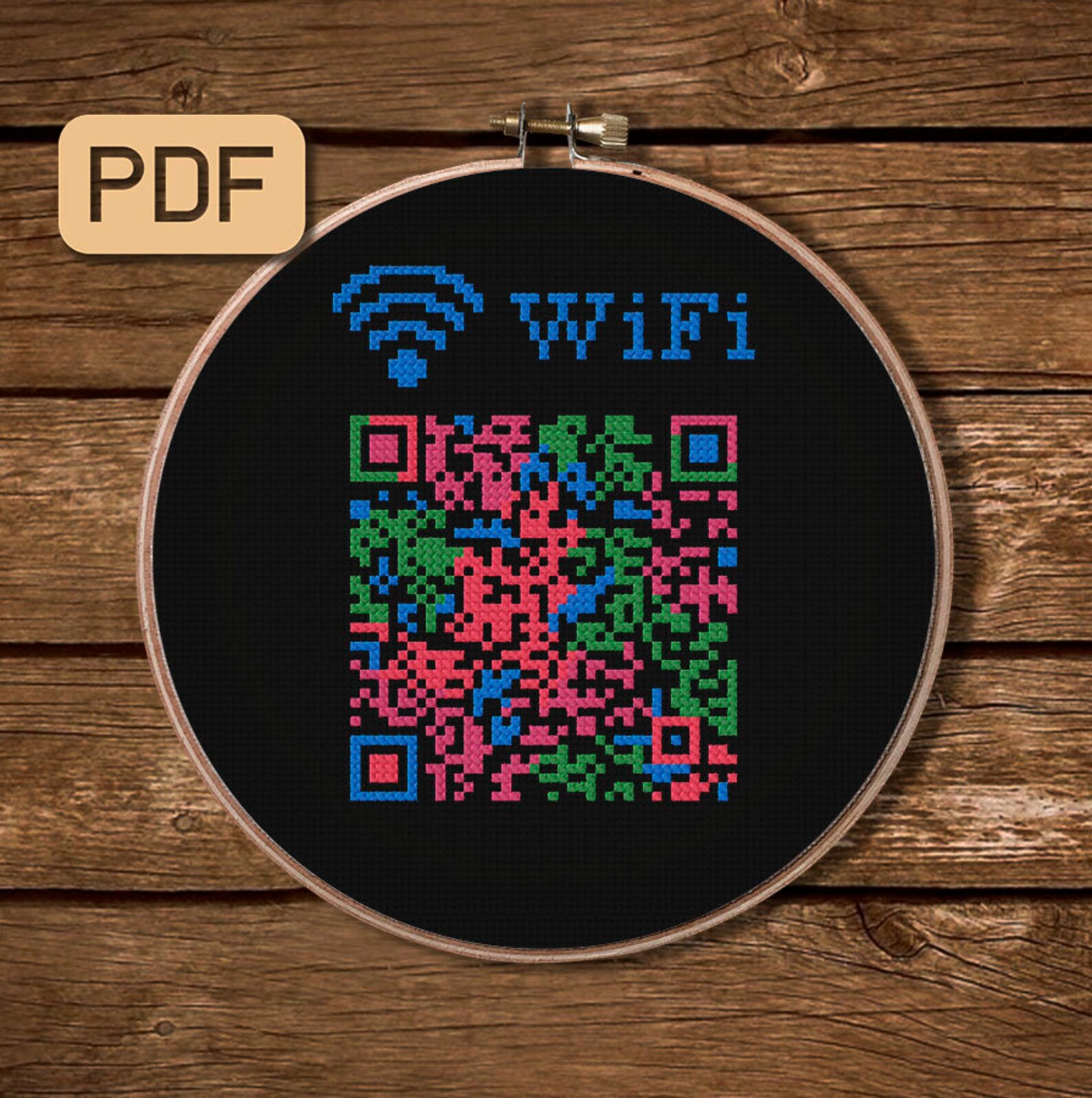 Custom WiFi QR Code Cross Stitch Pattern Digital PDF Etsy
