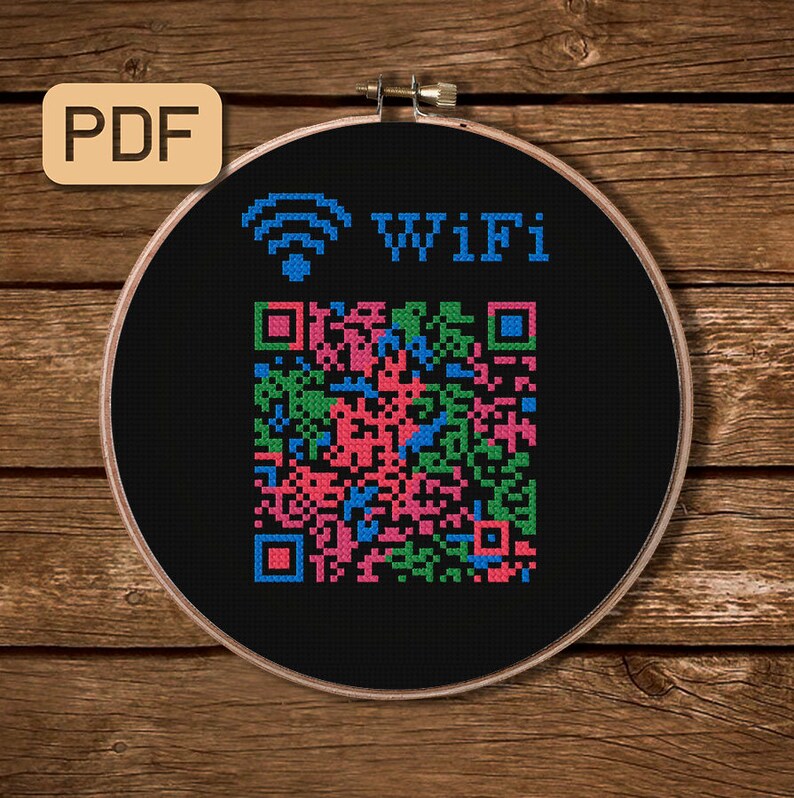 Custom WiFi QR Code Cross Stitch Pattern Digital PDF Etsy