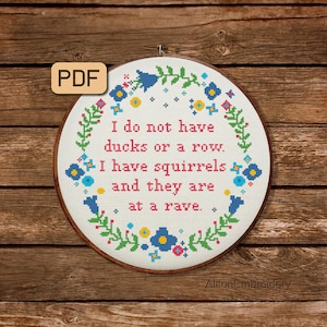 Funny Cross Stitch Pattern, I Don&#39;t Have Ducks Or A Row Crossstitch PDF, Subversive Embroidery Design, Instant Download