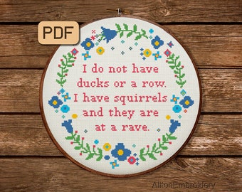 Funny Cross Stitch Pattern: Squirrels at a Rave (PDF Pattern)