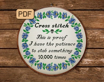 Funny Cross Stitch Pattern: Snarky Embroidery Design (PDF Pattern)