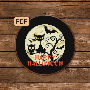 Halloween Cross Stitch Pattern Spooky Cross Stitch PDF Horror Embroidery Design Digital Download