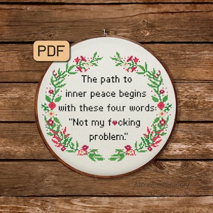Funny Cross Stitch Pattern: Inner Peace Snarky Design (PDF)