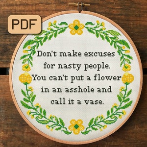 Funny Cross Stitch Pattern Sassy Cross Stitch PDF Snarky Embroidery Design Instant Download