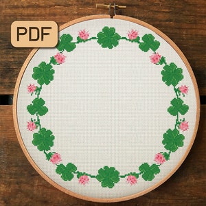 Shamrock Counted Cross Stitch Pattern, Clover Cross Stitch Pattern PDF,