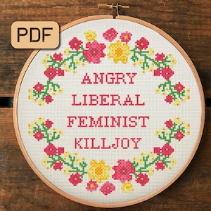 Grappig kruissteekpatroon Boze liberale feministische spelbreker borduren pdf