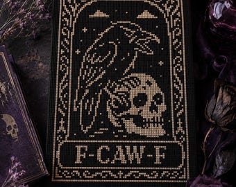 Angry Raven Cross Stitch Pattern: Gothic Tarot Crow Embroidery (PDF Pattern)