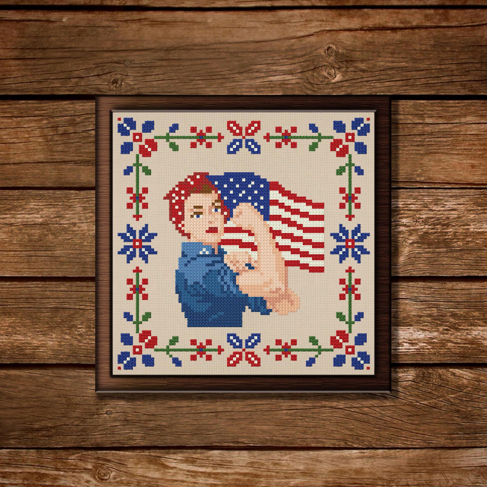 Patriotic Cross Stitch Pattern: 4th of July Lady of the Flag ...