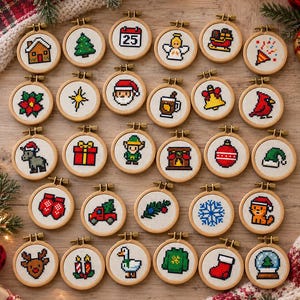 29 Tiny Christmas Cross Stitch Patterns Bundle: Mini Xmas Embroidery Designs Set (PDF Charts)