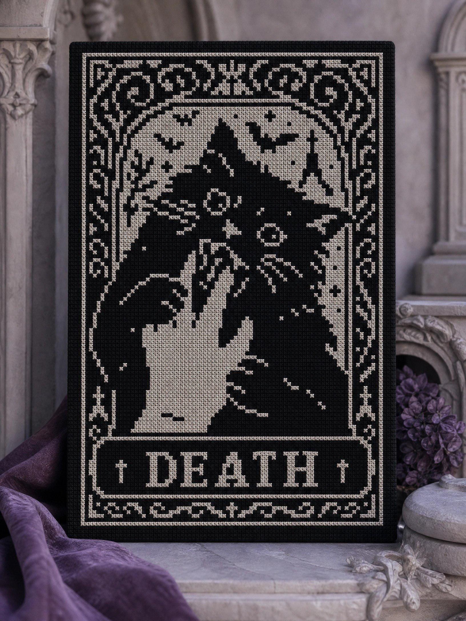 Spooky Cat Tarot Card Cross Stitch Pattern: Witchy Halloween