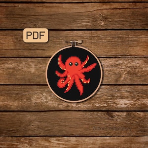 Octopus Cross Stitch Pattern Sea Animal Cross Stitch PDF Small Xstitch Chart Instant Download