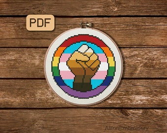 Resist Cross Stitch Pattern, LGBT Crossstitch PDF, Gay Pride Embroidery Design, Instant Download