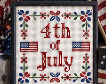 Patrón de punto de cruz del 4 de julio: Día de la Independencia de EE. UU. (Patrón en PDF)