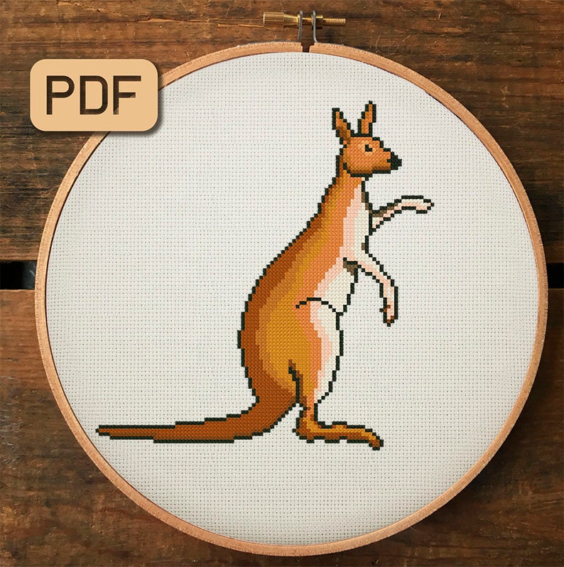 Kangaroo Cross Stitch Pattern Australian Animal Cross Stitch Etsy