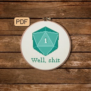D20-kruissteekpatroon Well shit D&D-naaldpunt pdf Direct downloaden