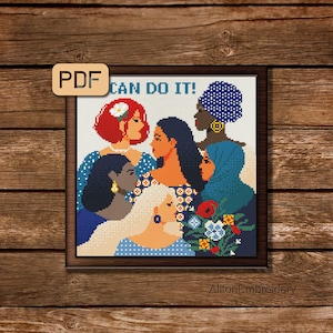 Feminist Cross Stitch Pattern: We Can Do It Embroidery (PDF Pattern)