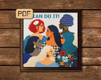 Feminist Cross Stitch Pattern: We Can Do It Embroidery (PDF Pattern)