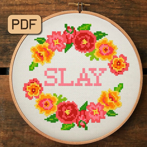 Funny cross stitch pattern Slay needlepoint Sassy cross stitch pdf Instant download