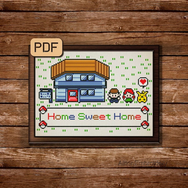 Home Sweet Home Cross Stitch Pattern, Funny Crossstitch PDF, Geek Embroidery Design, Instant Download