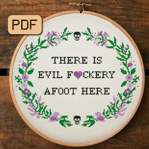 Funny Sassy Cross Stitch Pattern: Evil F*ckery Design (PDF Download)