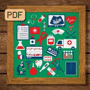 Medical cross stitch pattern Hospital needlepoint Public health cross stitch pdf Instant download
