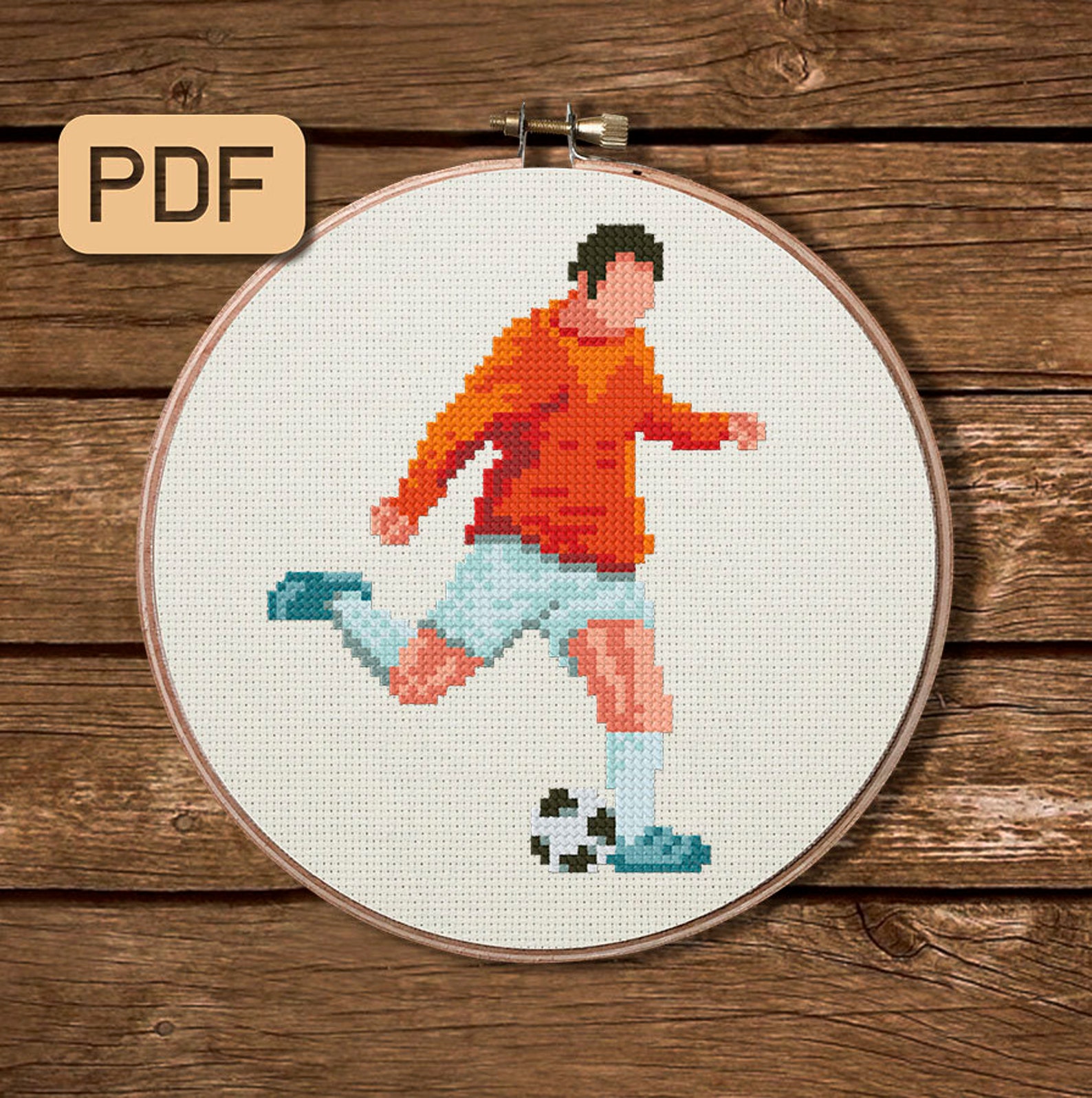 Soccer cross stitch pattern Football player cross stitch | Etsy