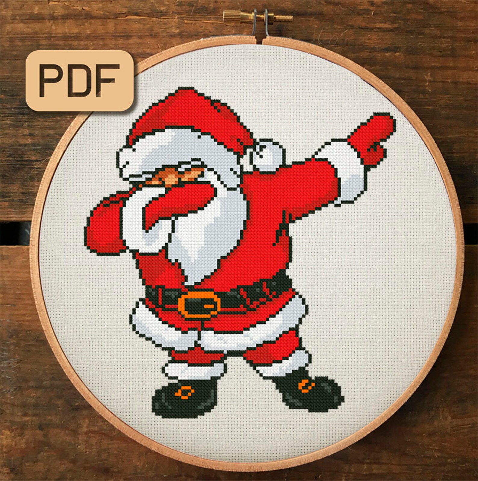 Funny Christmas cross stitch pattern Dabbing Santa Claus cross | Etsy