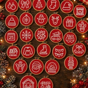 28 Mini Christmas Cross Stitch Patterns Bundle: Simple Xmas Xstitch Charts Set (PDF Designs)