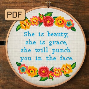 Funny Cross Stitch Pattern PDF Feminist Cross Stitch Sassy Embroidery Design Instant Download