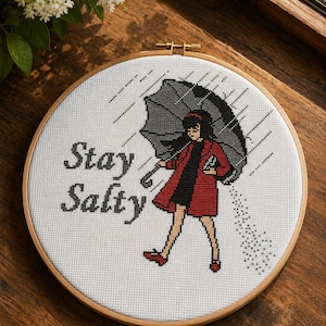 Stay Salty Cross Stitch Pattern, Funny Crossstitch PDF, Girl Embroidery Design, Instant Download image 1