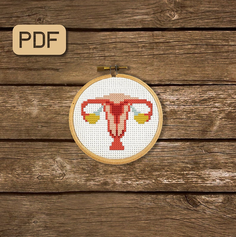 Uterus Cross Stitch Pattern Reproductive System Female Ovary Etsy