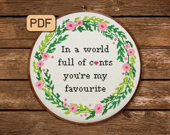 Funny Cross Stitch Pattern: Rude Embroidery Design (Instant Download)
