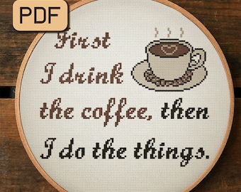 Coffee Cross Stitch Pattern: Funny Kitchen Design (PDF Pattern)