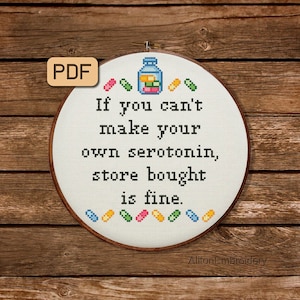 Funny Cross Stitch Pattern, Mental Health Crossstitch PDF, Sassy Embroidery Design